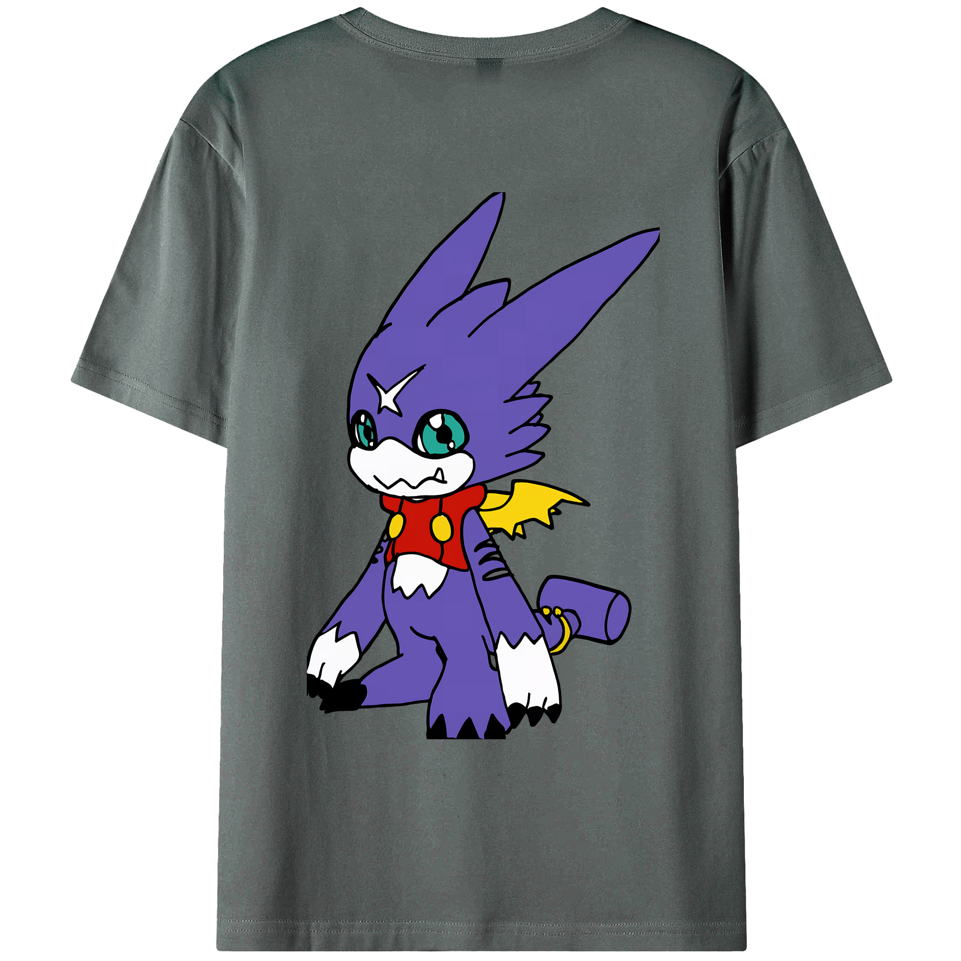 （画像用） Digimon デジタルモンスター/デジモン 綿100％ メンズ半袖Tシャツ（バックプリント） 通気性